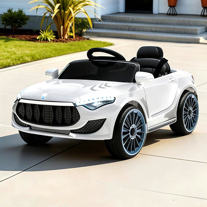 Rigo Kids Electric Ride On Car Cars Music Headlight Remote Control 12V White-Ride on Toys - Cars-PEROZ Accessories
