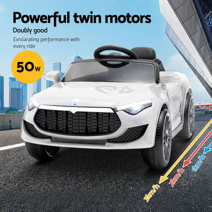 Rigo Kids Electric Ride On Car Cars Music Headlight Remote Control 12V White-Ride on Toys - Cars-PEROZ Accessories