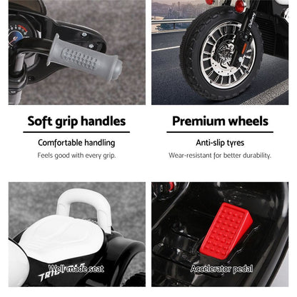 Rigo Kids Ride On Motorbike Motorcycle Toys Black White-Ride on Toys - Motorbikes-PEROZ Accessories