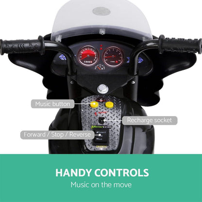 Rigo Kids Ride On Motorbike Motorcycle Car Black-Ride on Toys - Motorbikes-PEROZ Accessories