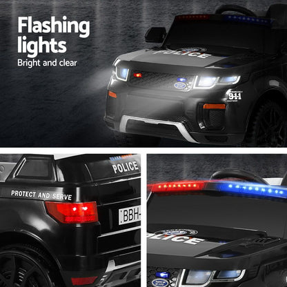Rigo Kids Electric Ride On Patrol Police Car Horn Music Remote Black-Ride on Toys - Cars-PEROZ Accessories