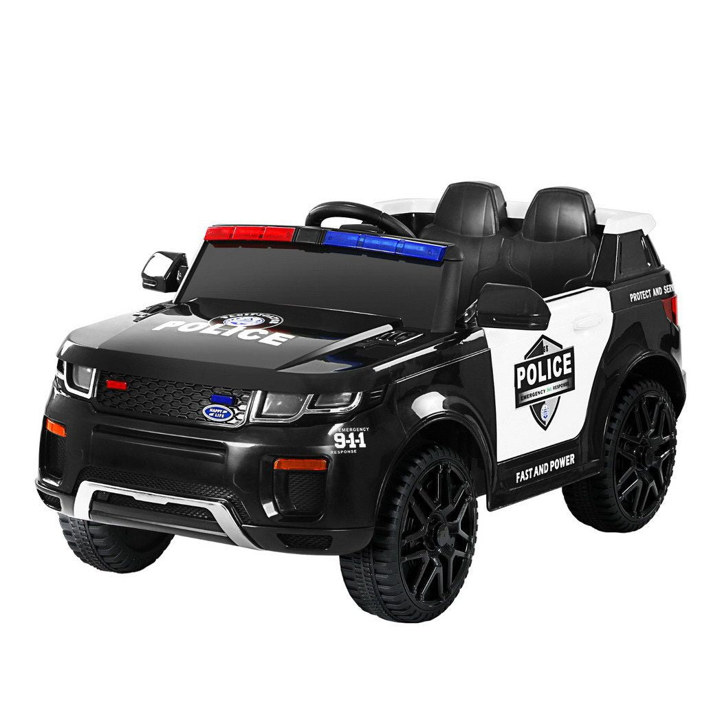 Rigo Kids Electric Ride On Patrol Police Car Horn Music Remote Black-Ride on Toys - Cars-PEROZ Accessories
