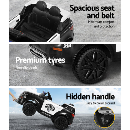 Electric Ride On Car Rigo Kids Patrol Police Ride On Cars Horn Music Remote Black-Ride on Toys - Cars-PEROZ Accessories