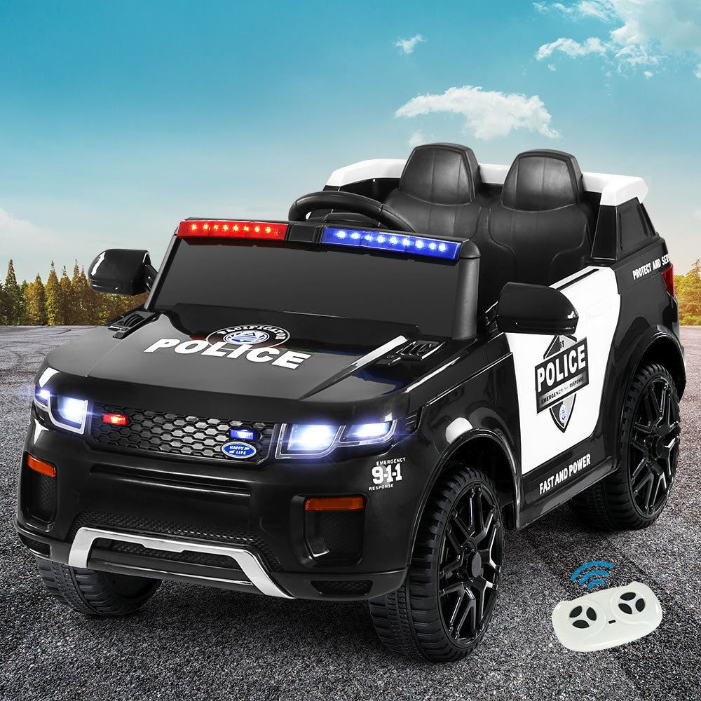 Electric Ride On Car Rigo Kids Patrol Police Ride On Cars Horn Music Remote Black-Ride on Toys - Cars-PEROZ Accessories
