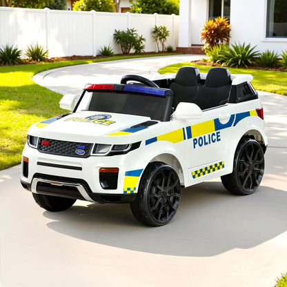 Rigo Kids Electric Ride On Patrol Police Car Horn Music Remote White-Ride on Toys - Cars-PEROZ Accessories