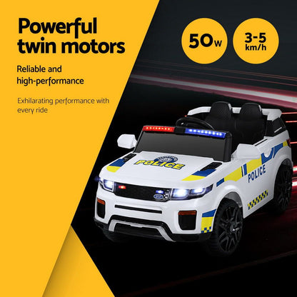 Rigo Kids Electric Ride On Patrol Police Car Horn Music Remote White-Ride on Toys - Cars-PEROZ Accessories
