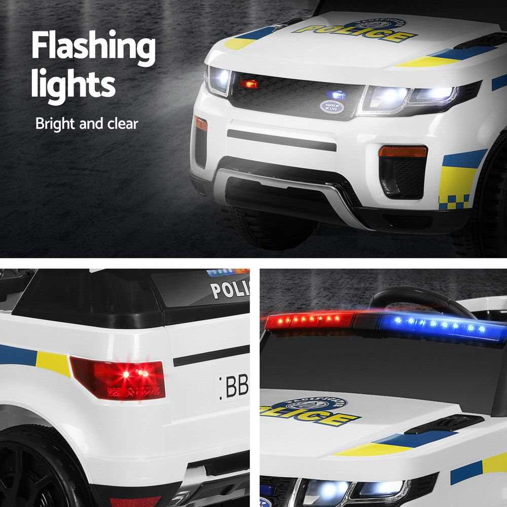 Rigo Kids Electric Ride On Patrol Police Car Horn Music Remote White-Ride on Toys - Cars-PEROZ Accessories