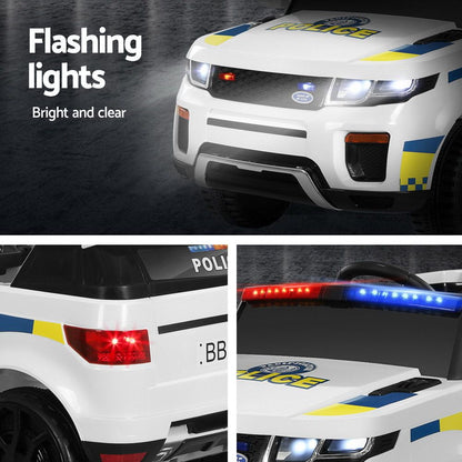 Rigo Kids Electric Ride On Patrol Police Car Horn Music Remote White-Ride on Toys - Cars-PEROZ Accessories