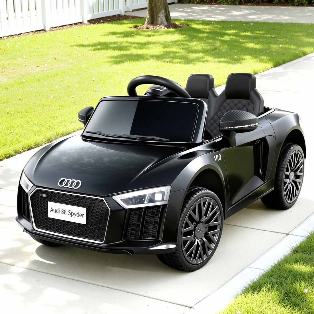 Kids Ride On Car Audi R8 Licensed Sports Electric Toy Cars Black-Ride on Toys - Cars-PEROZ Accessories