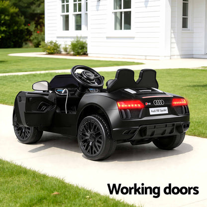 Kids Ride On Car Audi R8 Licensed Sports Electric Toy Cars Black-Ride on Toys - Cars-PEROZ Accessories