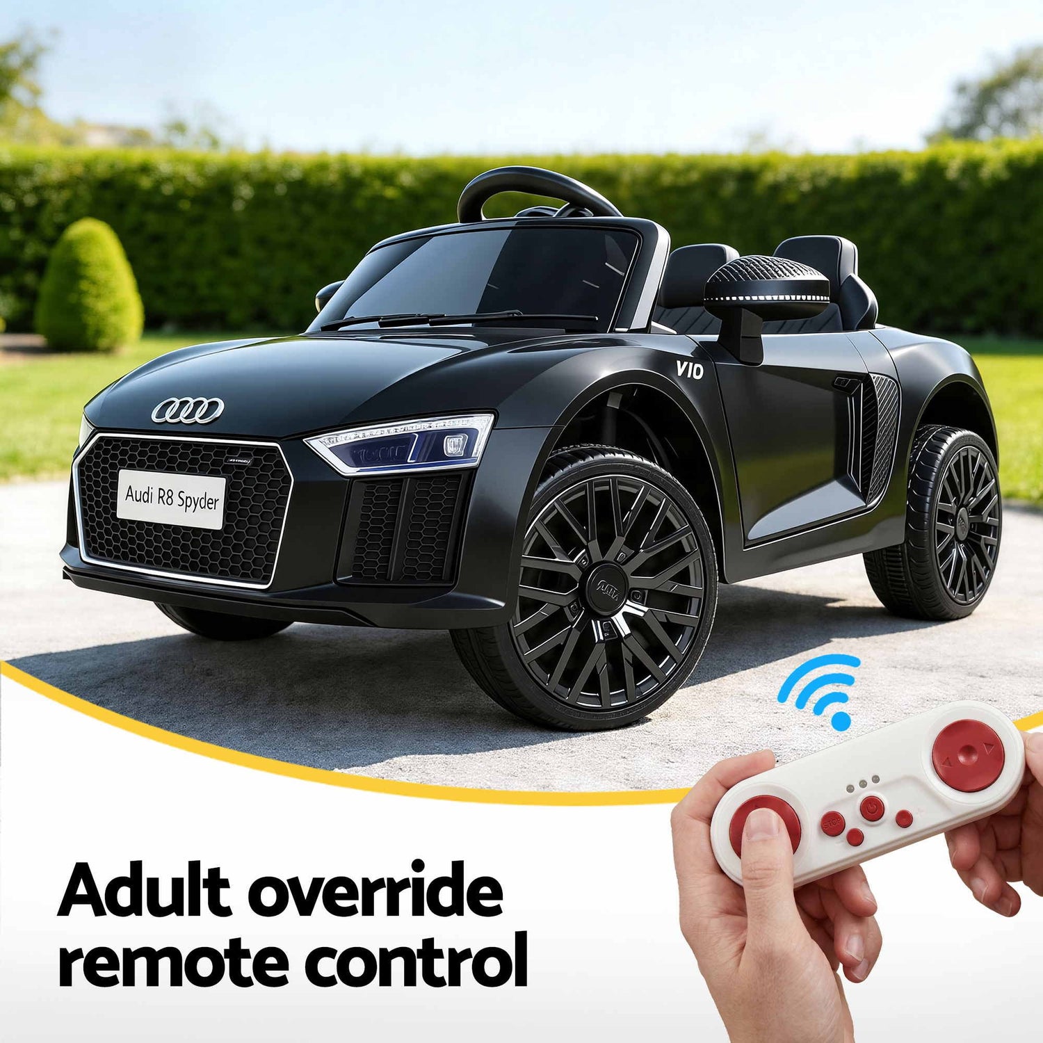 Kids Ride On Car Audi R8 Licensed Sports Electric Toy Cars Black-Ride on Toys - Cars-PEROZ Accessories