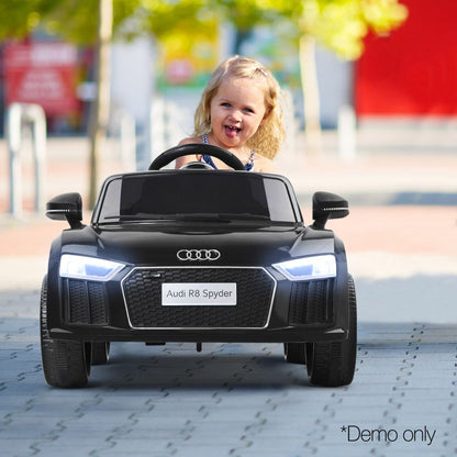 Kids Ride On Car Audi R8 Licensed Sports Electric Toy Cars Black-Ride on Toys - Cars-PEROZ Accessories