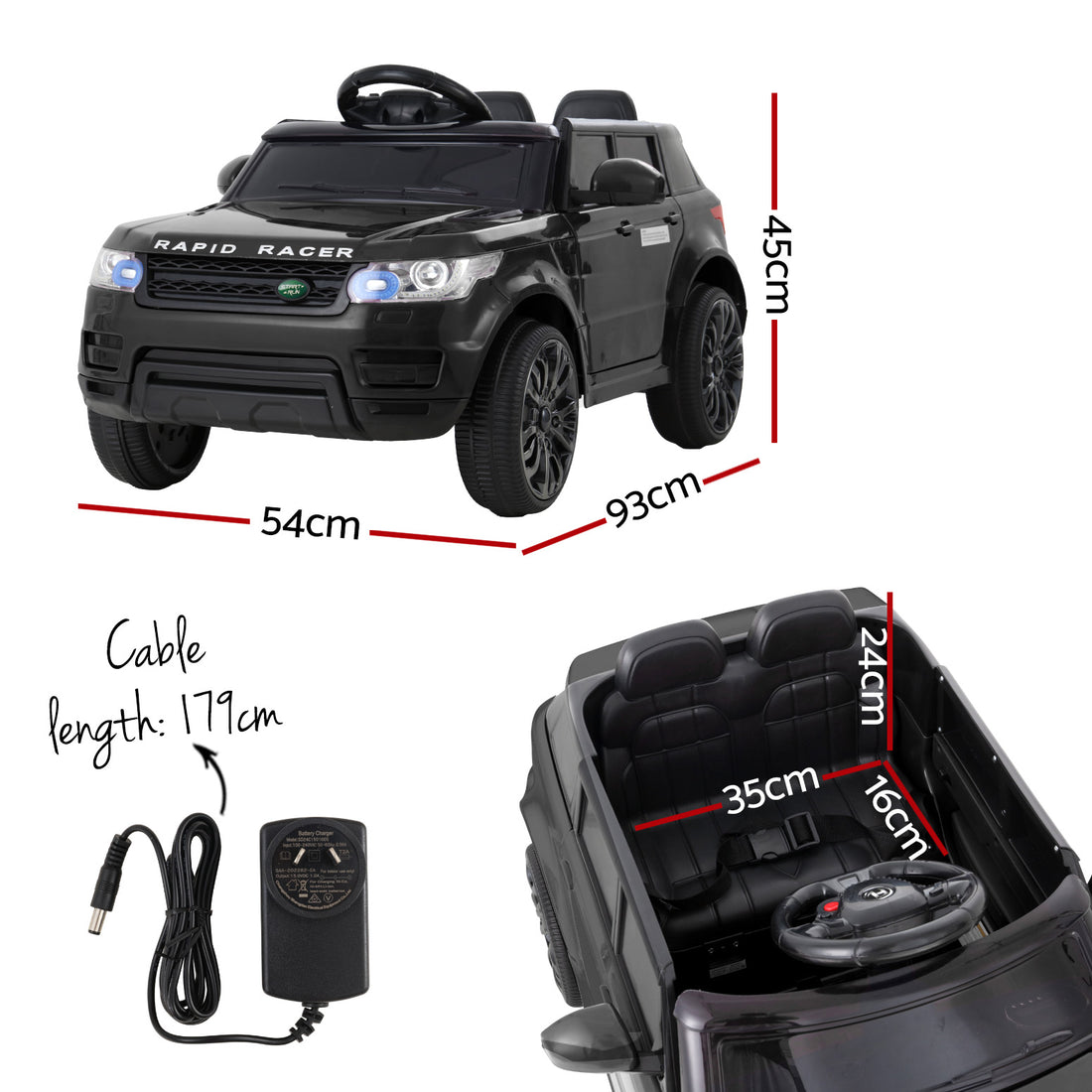 Rigo Ride On Car Kids Electric Ride On Cars SUV Remote 12V Black-Ride on Toys - Cars-PEROZ Accessories