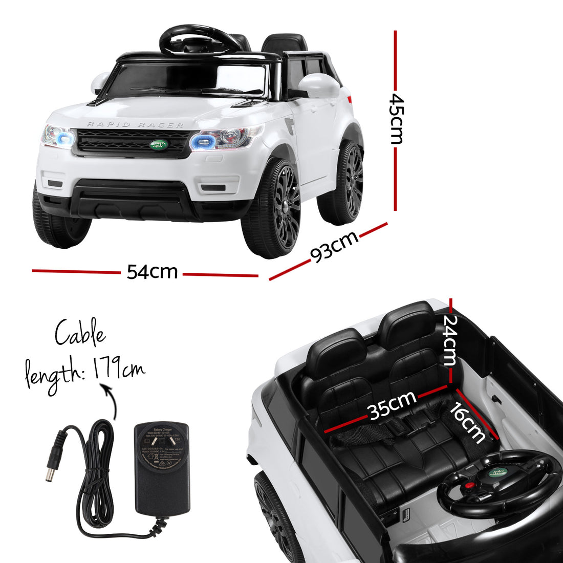 Rigo Kids Electric Ride On Car SUV Range Rover-inspired Cars Remote 12V White-Ride on Toys - Cars-PEROZ Accessories