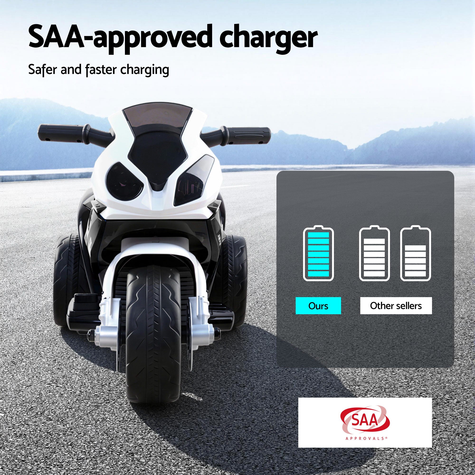 Kids Ride On Car Electric Ride On Cars Motorcycle Motorbike BMW Licensed S1000RR Black-Ride on Toys - Motorbikes-PEROZ Accessories