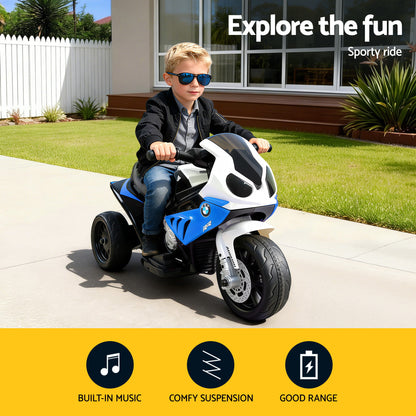 Kids Electric Ride On Car Police Motorcycle Motorbike BMW Licensed S1000RR Blue-Ride on Toys - Motorbikes-PEROZ Accessories