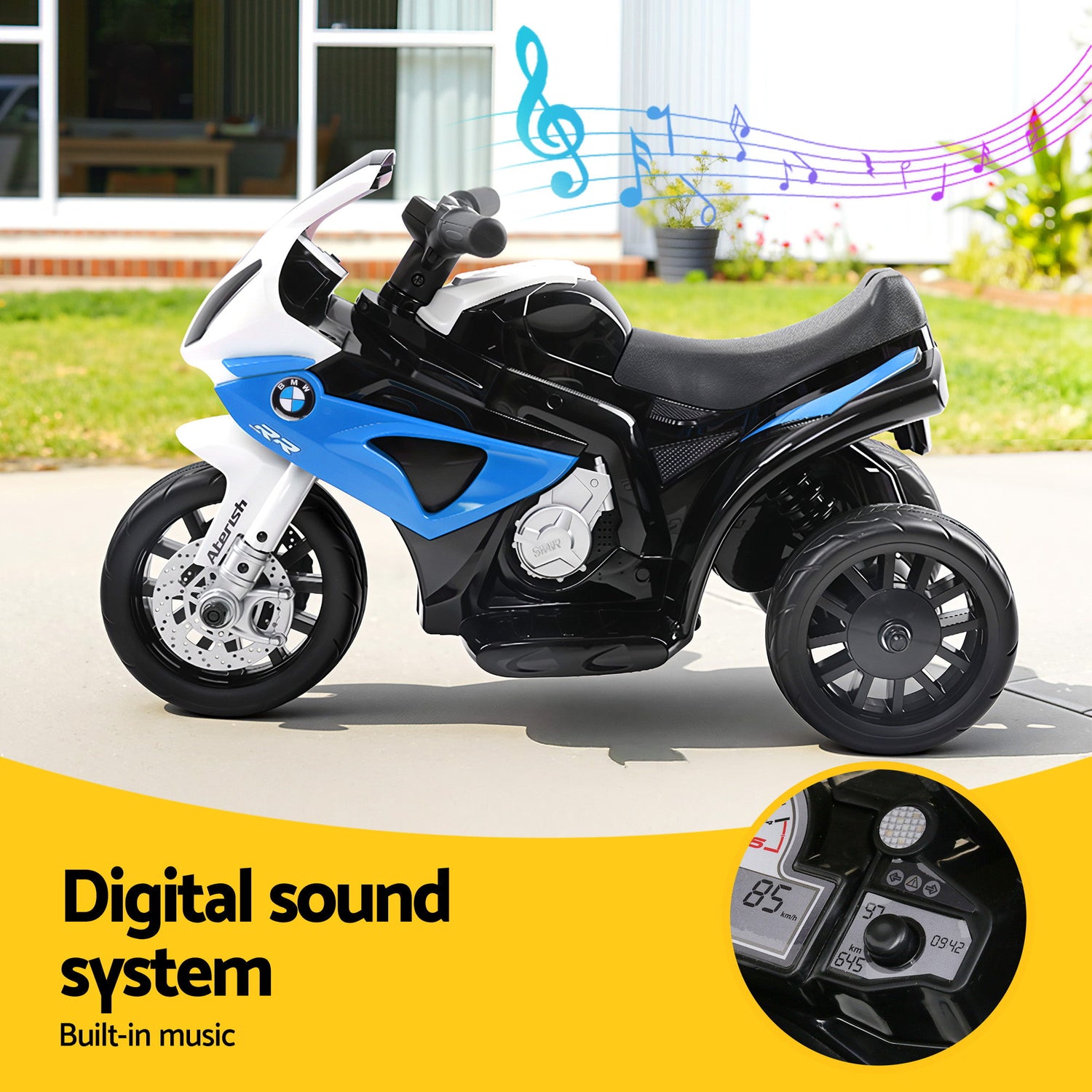 Kids Electric Ride On Car Police Motorcycle Motorbike BMW Licensed S1000RR Blue-Ride on Toys - Motorbikes-PEROZ Accessories