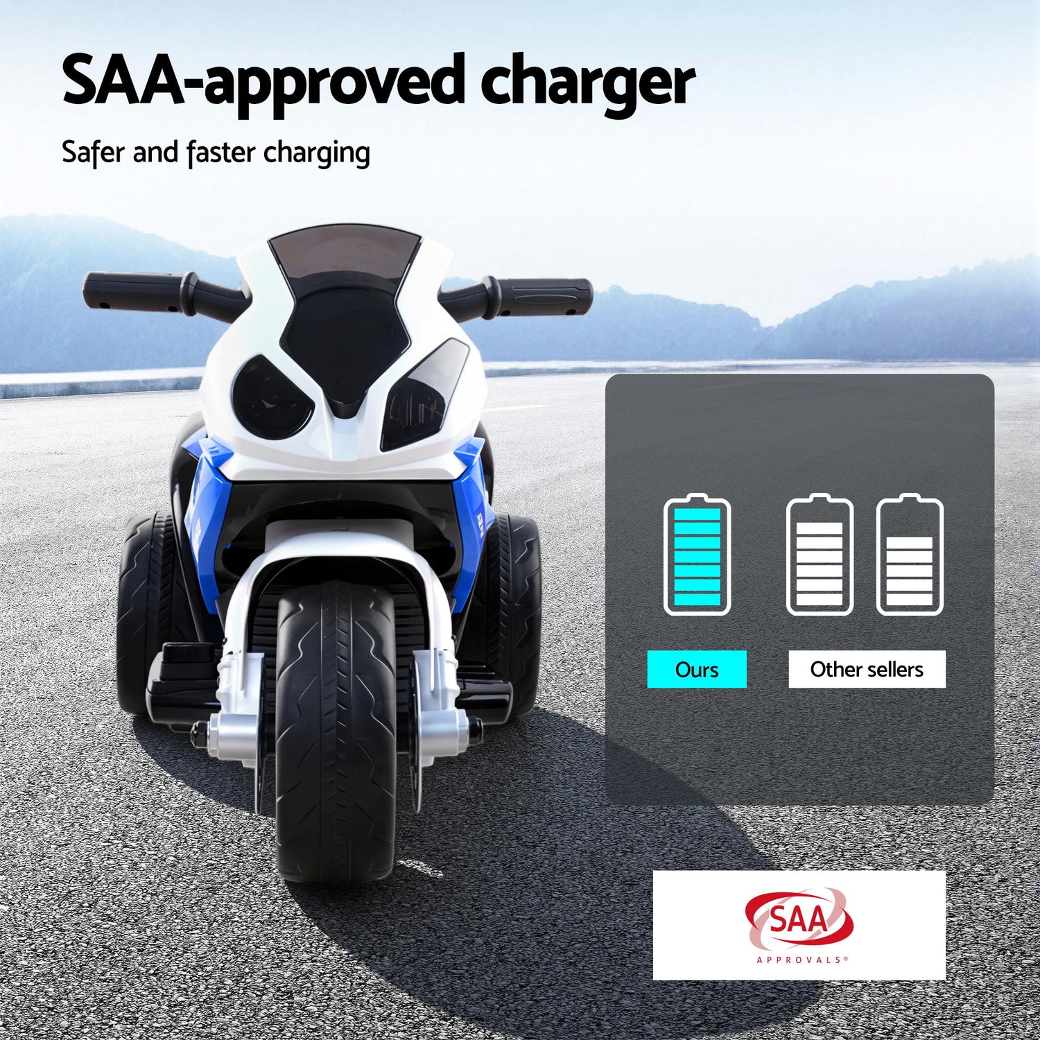 Kids Electric Ride On Car Police Motorcycle Motorbike BMW Licensed S1000RR Blue-Ride on Toys - Motorbikes-PEROZ Accessories