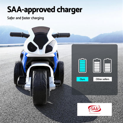 Kids Electric Ride On Car Police Motorcycle Motorbike BMW Licensed S1000RR Blue-Ride on Toys - Motorbikes-PEROZ Accessories