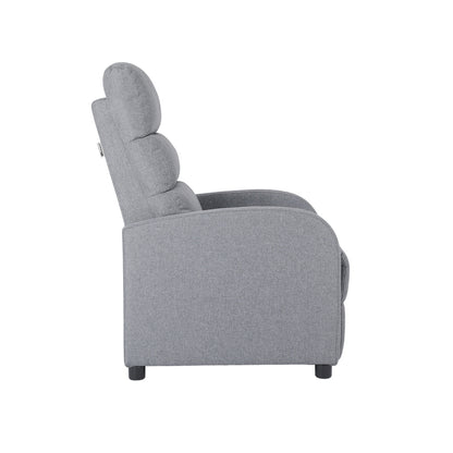 Oikiture Recliner Chair Armchair Adjustable Sofa Lounge Polyester Grey-Recliner Chair-PEROZ Accessories