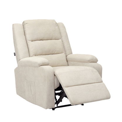 Oikiture Recliner Chair Padded Lounge With Side Pocket Polyester Beige-Recliner Chair-PEROZ Accessories