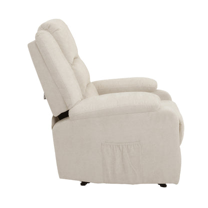 Oikiture Recliner Chair Padded Lounge With Side Pocket Polyester Beige-Recliner Chair-PEROZ Accessories