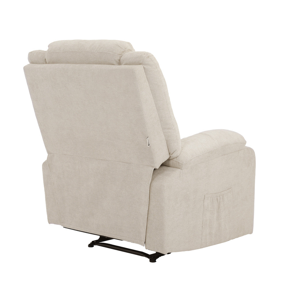 Oikiture Recliner Chair Padded Lounge With Side Pocket Polyester Beige-Recliner Chair-PEROZ Accessories