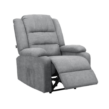Oikiture Recliner Chair Padded Lounge With Side Pocket Polyester Grey-Recliner Chair-PEROZ Accessories