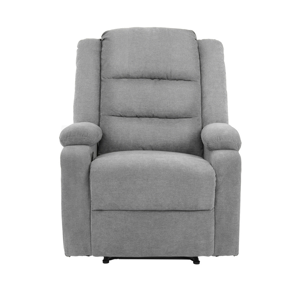 Oikiture Recliner Chair Padded Lounge With Side Pocket Polyester Grey-Recliner Chair-PEROZ Accessories