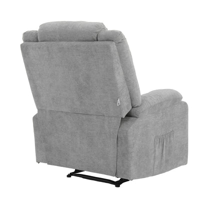 Oikiture Recliner Chair Padded Lounge With Side Pocket Polyester Grey-Recliner Chair-PEROZ Accessories
