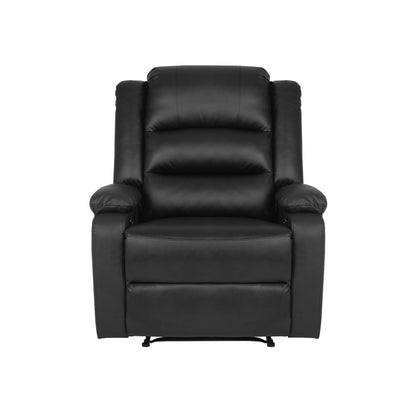 Oikiture Recliner Chair Armchair with Side Pocket Leather Black-Recliner Chair-PEROZ Accessories