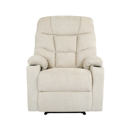 Oikiture Recliner Chair Electric Massage Chairs Heated Polyester Beige-Recliner Chair-PEROZ Accessories