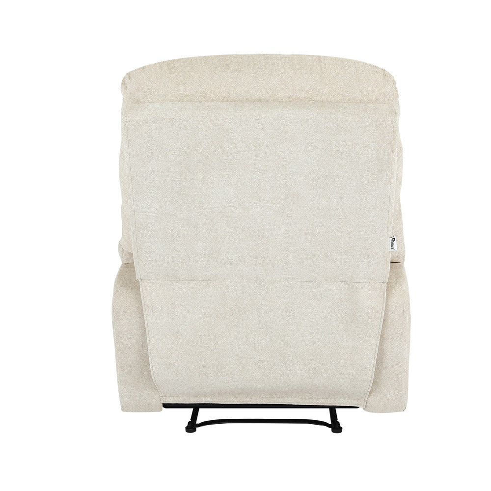 Oikiture Recliner Chair Electric Massage Chairs Heated Polyester Beige-Recliner Chair-PEROZ Accessories