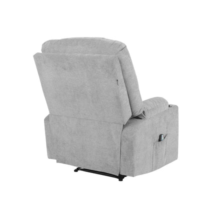 Oikiture Recliner Chair Electric Massage Chairs Heated Polyester Grey-Recliner Chair-PEROZ Accessories