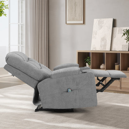 Oikiture Recliner Chair Electric Massage Chairs Heated Polyester Grey-Recliner Chair-PEROZ Accessories