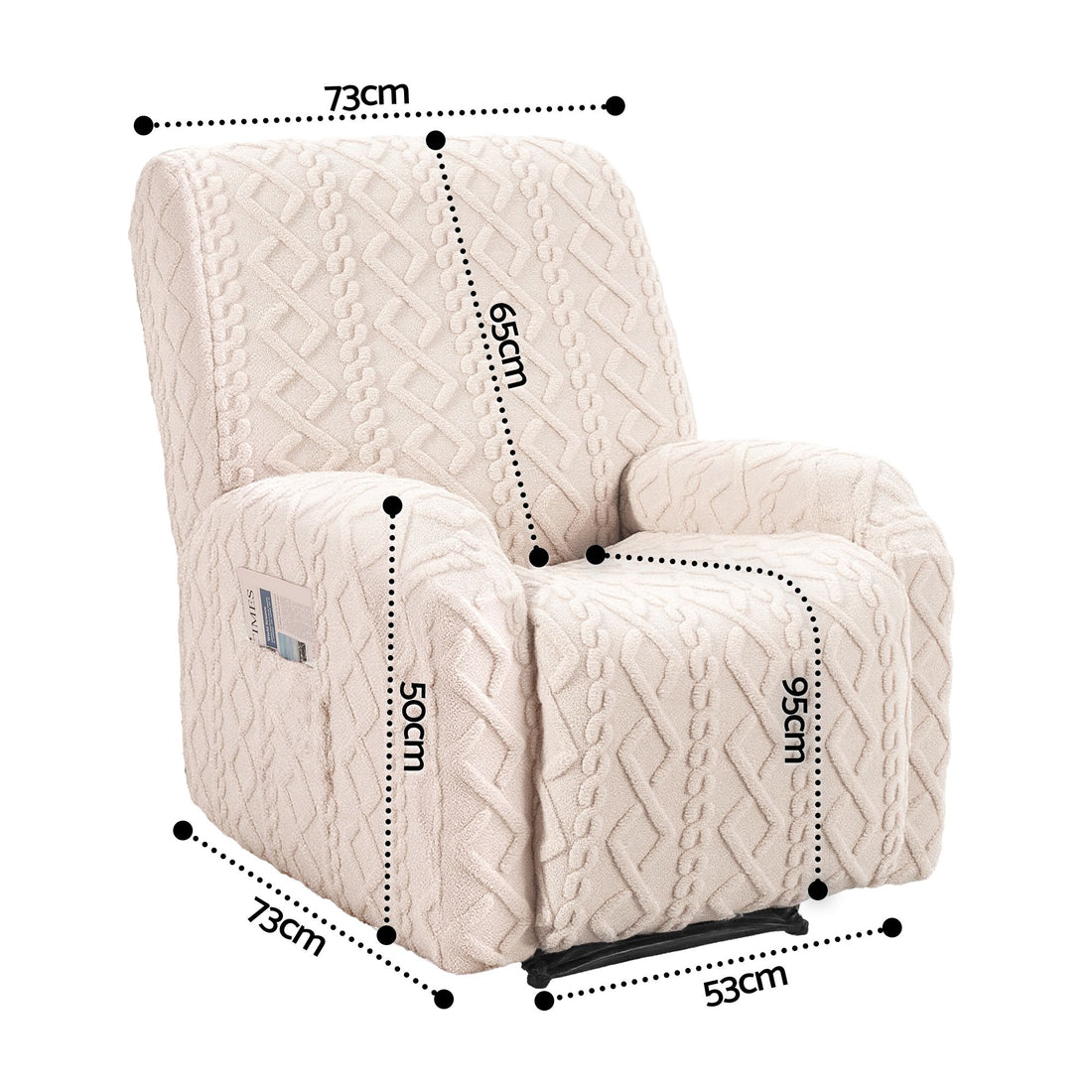 Artiss Recliner Chair Covers with Storage Side Pockets Beige-Furniture > Bar Stools &amp; Chairs > Arm Chairs &amp; Recliners-PEROZ Accessories