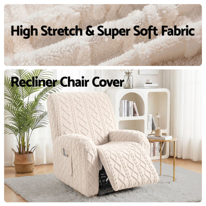 Artiss Recliner Chair Covers with Storage Side Pockets Beige-Furniture > Bar Stools &amp; Chairs > Arm Chairs &amp; Recliners-PEROZ Accessories