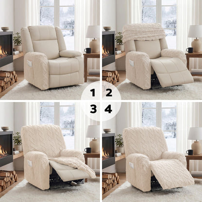 Artiss Recliner Chair Covers with Storage Side Pockets Beige-Furniture > Bar Stools &amp; Chairs > Arm Chairs &amp; Recliners-PEROZ Accessories