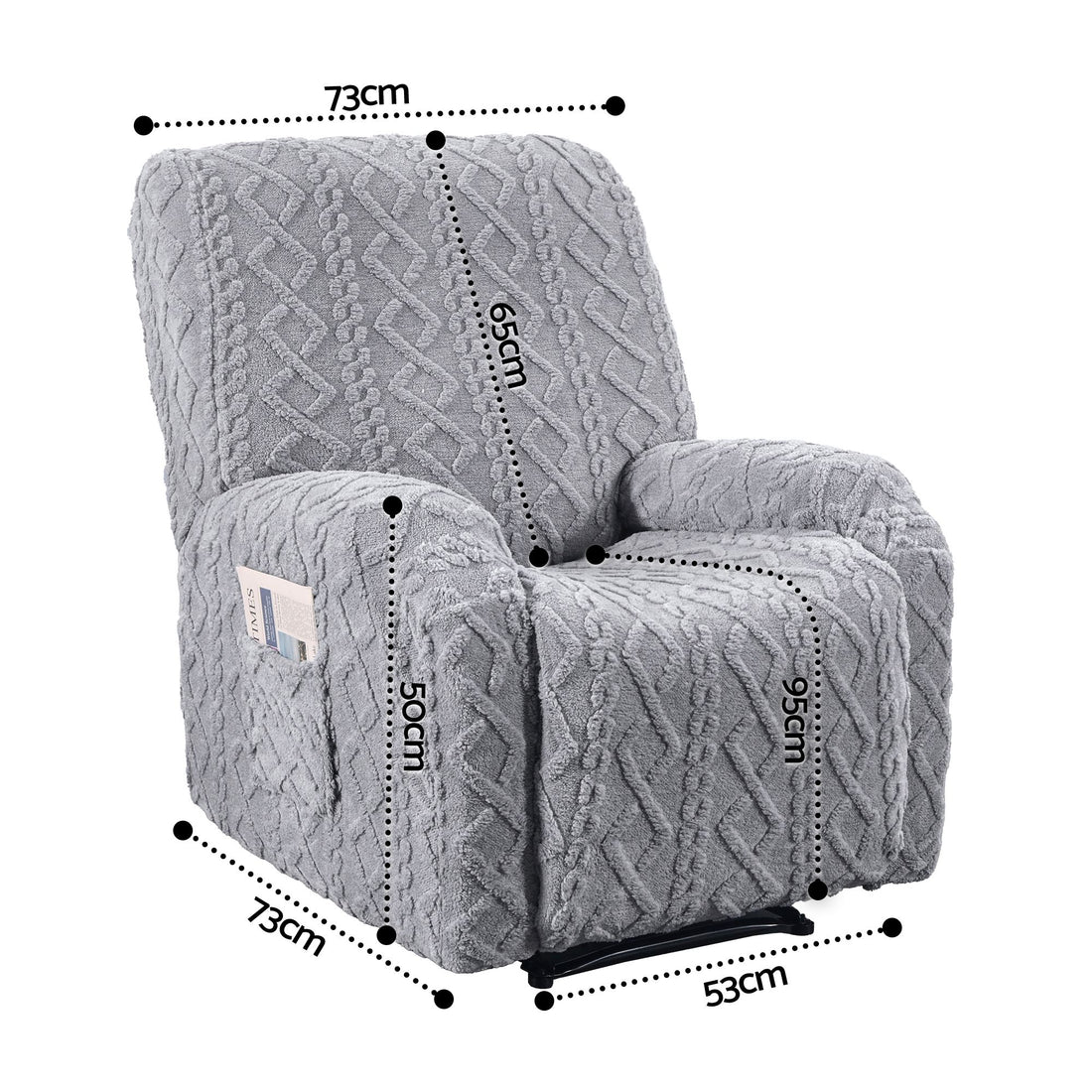 Artiss Recliner Chair Covers with Storage Side Pockets Grey-Furniture > Bar Stools &amp; Chairs > Arm Chairs &amp; Recliners-PEROZ Accessories