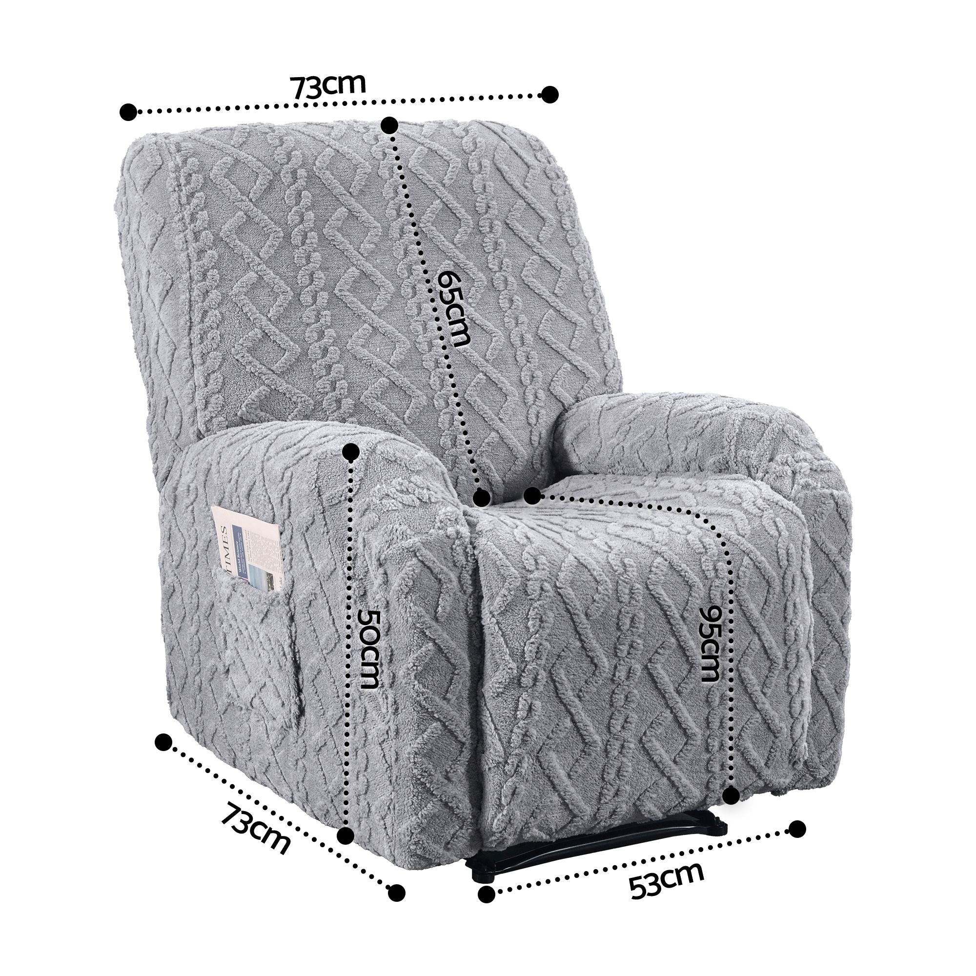 Artiss Recliner Chair Covers with Storage Side Pockets Grey-Furniture > Bar Stools &amp; Chairs > Arm Chairs &amp; Recliners-PEROZ Accessories