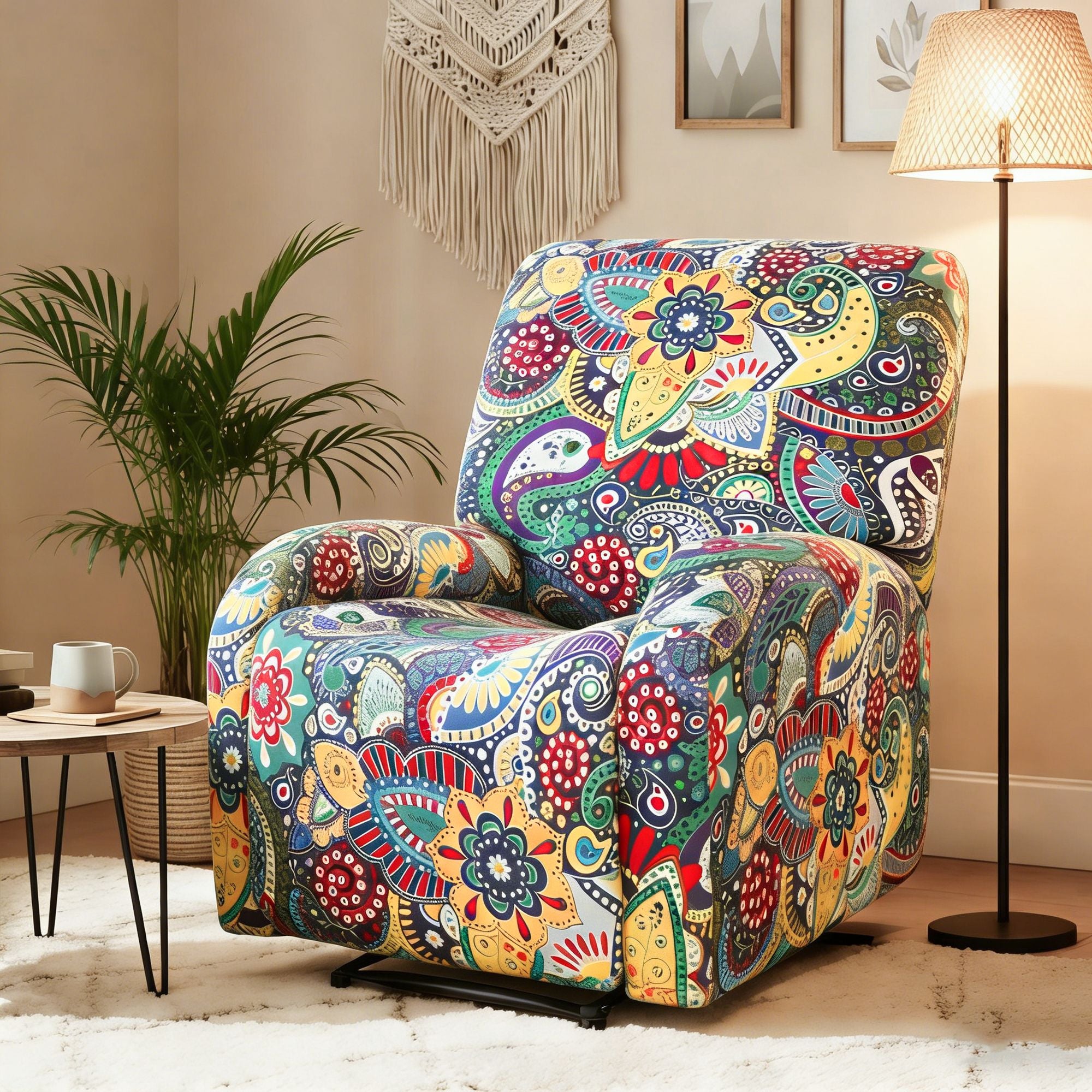 Artiss Stretch Kids Recliner Cover 4-Pieces Recliner Chair Slipcovers Printed Polyester-Furniture > Bar Stools &amp; Chairs > Arm Chairs &amp; Recliners-PEROZ Accessories