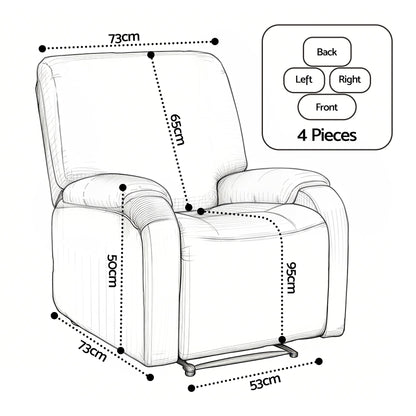 Artiss Stretch Kids Recliner Cover 4-Pieces Recliner Chair Slipcovers Printed Polyester-Furniture > Bar Stools &amp; Chairs > Arm Chairs &amp; Recliners-PEROZ Accessories