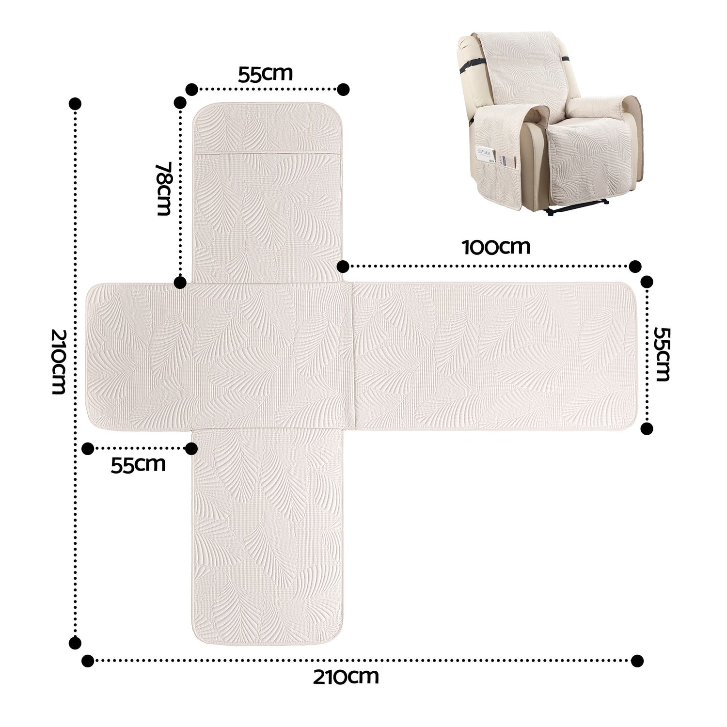 Artiss Quilted Recliner Chair Covers 100% Waterproof Recliner Slipcovers-Furniture > Bar Stools &amp; Chairs > Arm Chairs &amp; Recliners-PEROZ Accessories