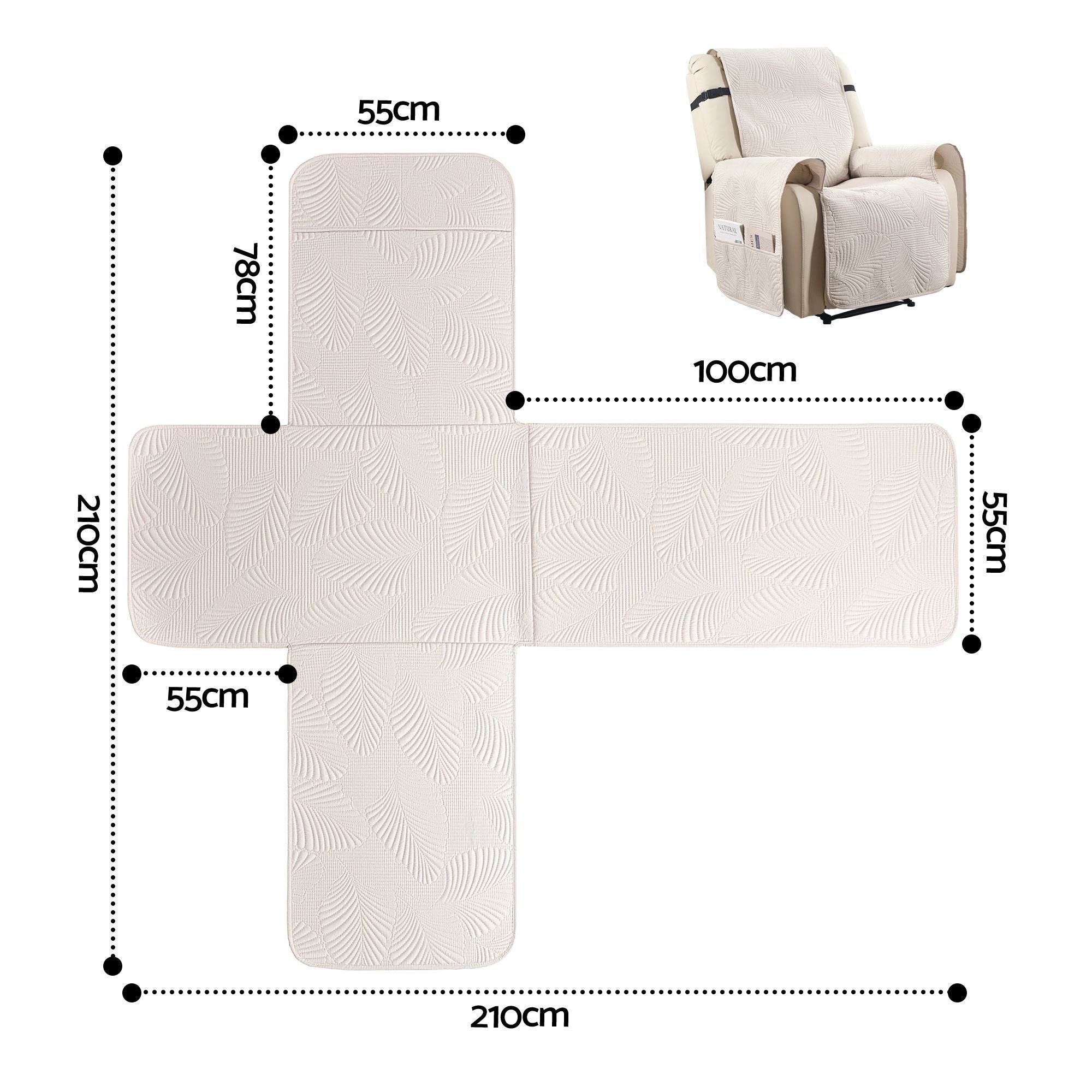 Artiss Quilted Recliner Chair Covers 100% Waterproof Recliner Slipcovers-Furniture > Bar Stools &amp; Chairs > Arm Chairs &amp; Recliners-PEROZ Accessories
