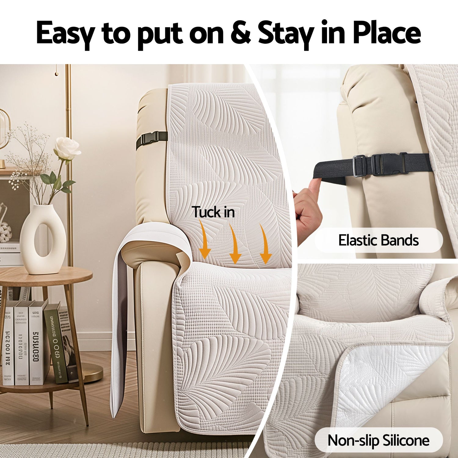 Artiss Quilted Recliner Chair Covers 100% Waterproof Recliner Slipcovers-Furniture > Bar Stools &amp; Chairs > Arm Chairs &amp; Recliners-PEROZ Accessories