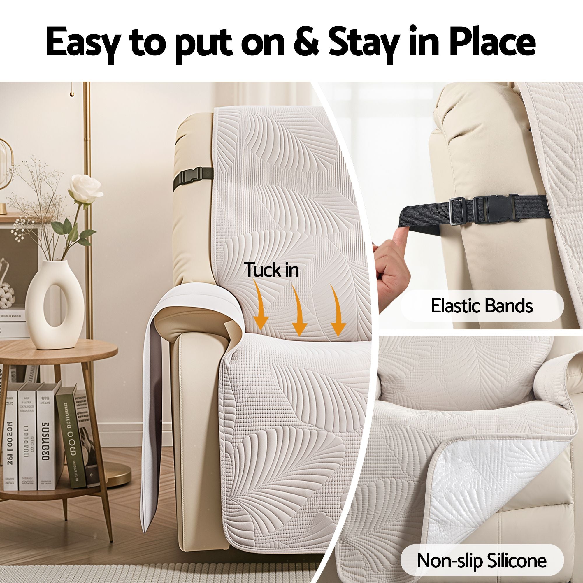 Artiss Quilted Recliner Chair Covers 100% Waterproof Recliner Slipcovers-Furniture > Bar Stools &amp; Chairs > Arm Chairs &amp; Recliners-PEROZ Accessories