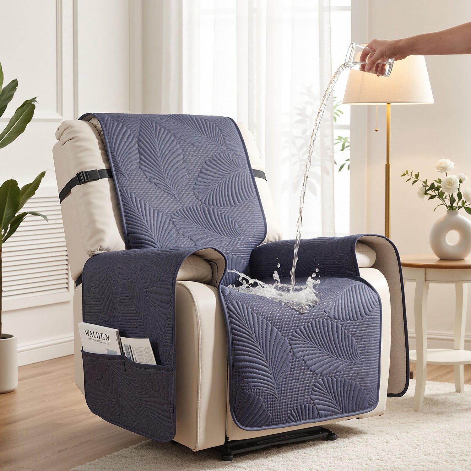 Artiss Quilted Recliner Chair Covers 100% Waterproof Recliner Slipcovers Grey-Furniture > Bar Stools &amp; Chairs > Arm Chairs &amp; Recliners-PEROZ Accessories