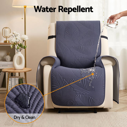 Artiss Quilted Recliner Chair Covers 100% Waterproof Recliner Slipcovers Grey-Furniture > Bar Stools &amp; Chairs > Arm Chairs &amp; Recliners-PEROZ Accessories