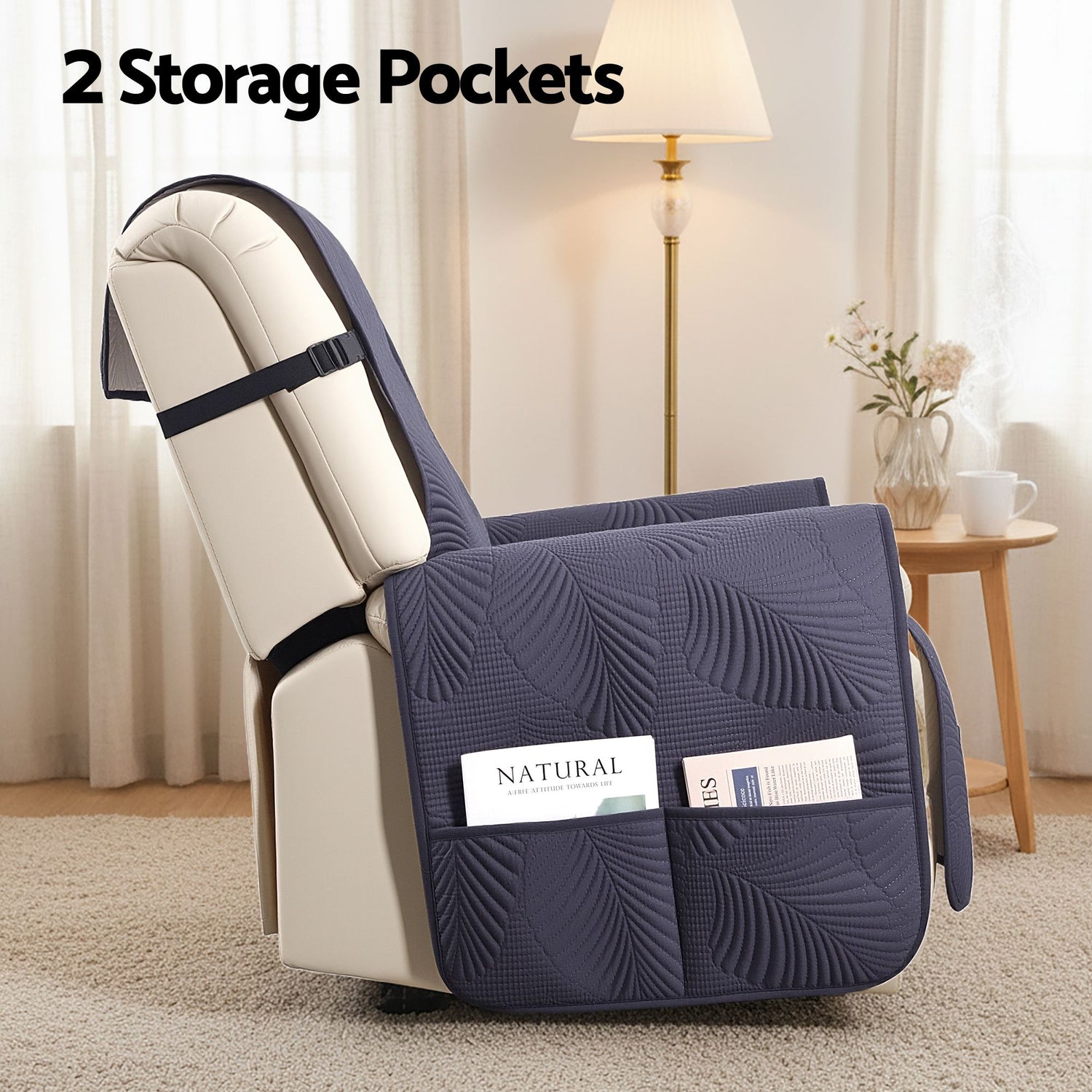 Artiss Quilted Recliner Chair Covers 100% Waterproof Recliner Slipcovers Grey-Furniture > Bar Stools &amp; Chairs > Arm Chairs &amp; Recliners-PEROZ Accessories