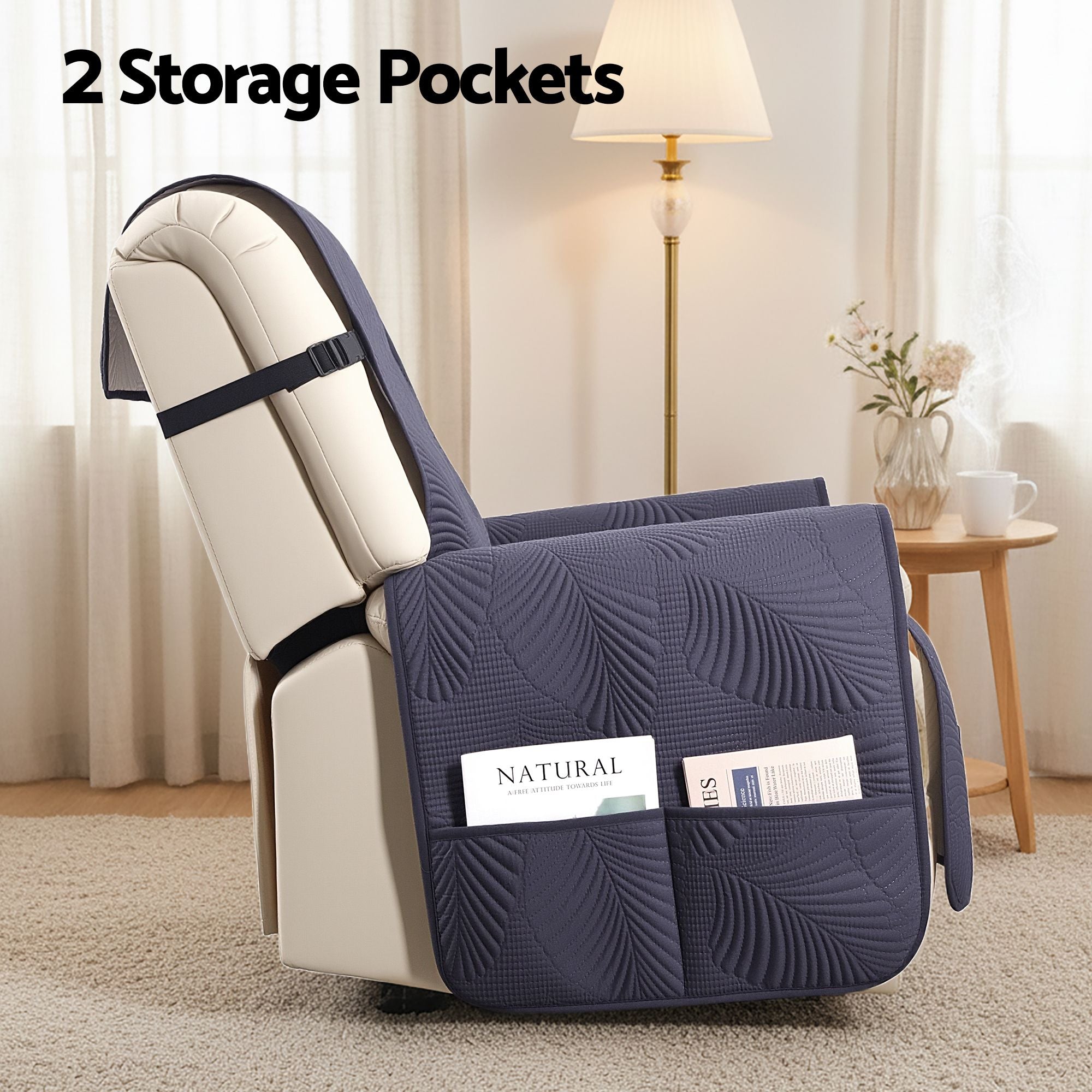 Artiss Quilted Recliner Chair Covers 100% Waterproof Recliner Slipcovers Grey-Furniture > Bar Stools &amp; Chairs > Arm Chairs &amp; Recliners-PEROZ Accessories